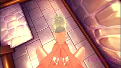 (Trap) Elvish-piika auttaa pesemään kasvot.